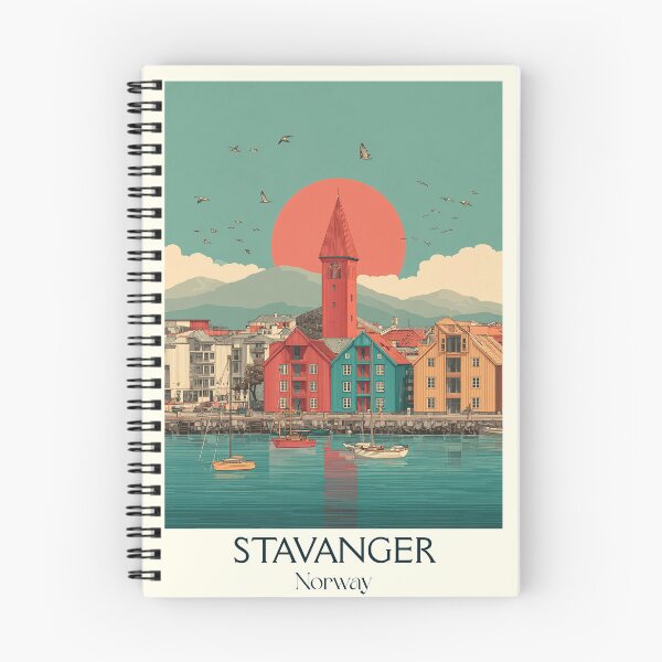 Item preview, Stavanger Norway Harbor Poster | Retro Old Town Travel Art Print designed and sold by TuncGK.