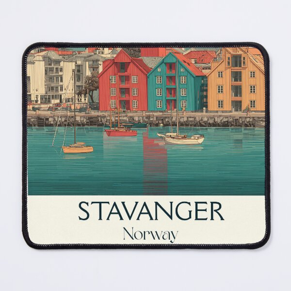 Item preview, Stavanger Norway Harbor Poster | Retro Old Town Travel Art Print designed and sold by TuncGK.