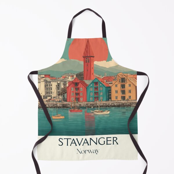 Item preview, Stavanger Norway Harbor Poster | Retro Old Town Travel Art Print designed and sold by TuncGK.
