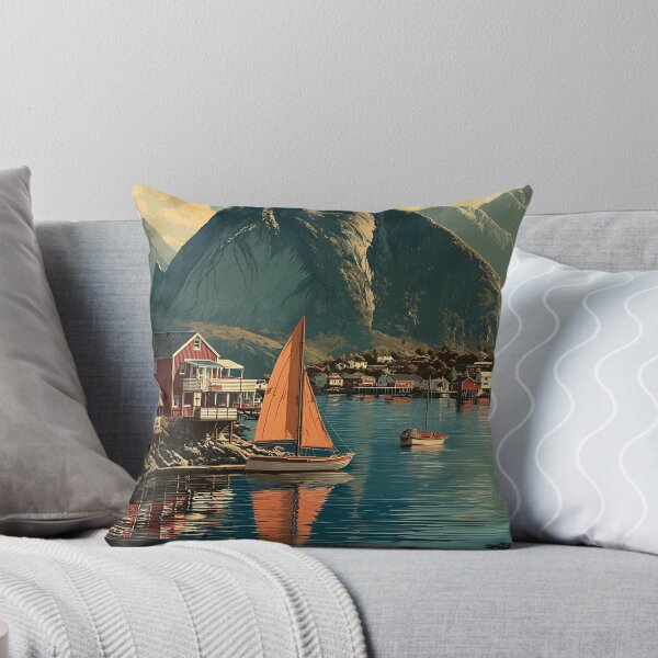 Item preview, Svolvær Lofoten Norway Poster | Vintage Harbor & Mountain Art Print designed and sold by TuncGK.