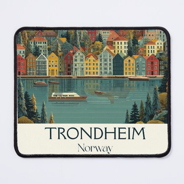 Item preview, Trondheim Norway River Poster | Vintage Nidelva & Old Town Bridge Art designed and sold by TuncGK.