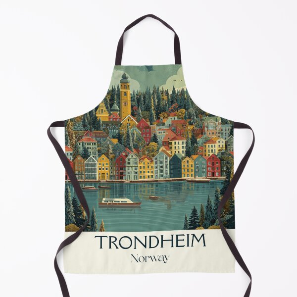 Item preview, Trondheim Norway River Poster | Vintage Nidelva & Old Town Bridge Art designed and sold by TuncGK.