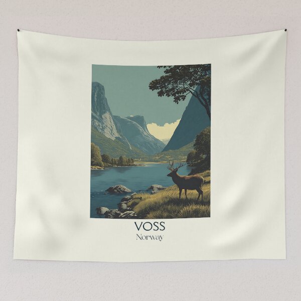 Item preview, Voss Norway Nature Poster | Retro Adventure Capital & Wildlife Art designed and sold by TuncGK.
