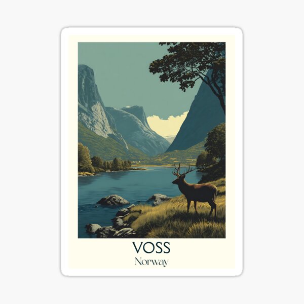 Item preview, Voss Norway Nature Poster | Retro Adventure Capital & Wildlife Art designed and sold by TuncGK.