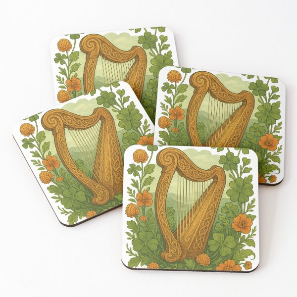 Item preview, Floral Irish Harp designed and sold by Everything Éire.