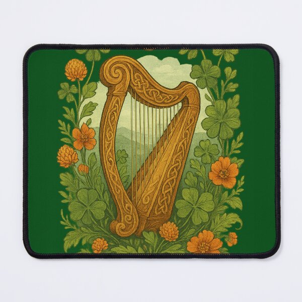 Item preview, Floral Irish Harp designed and sold by Everything Éire.