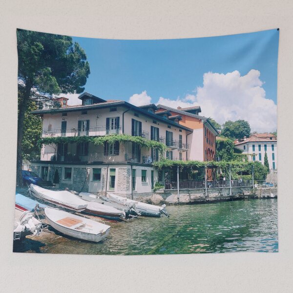 Item preview, Bellagio Corner - Lakeside Houses and Boats on Lake Como designed and sold by PicturesqueMind.