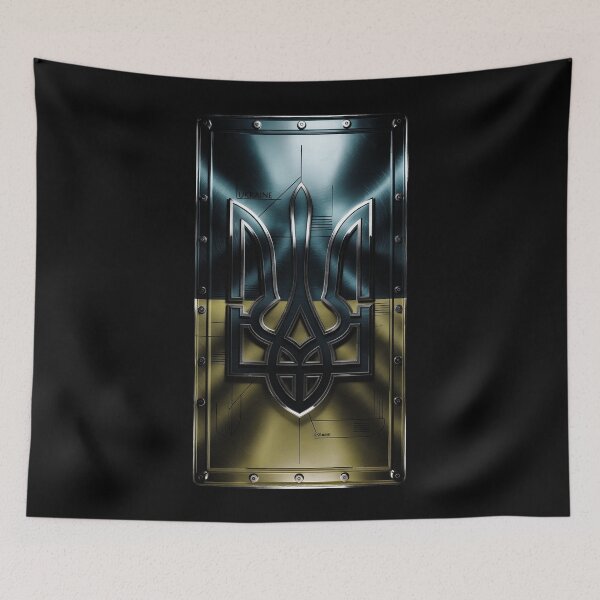 Item preview, Ukrainian Trident Metal Shield Flag Colors 3D designed and sold by cabana.space.