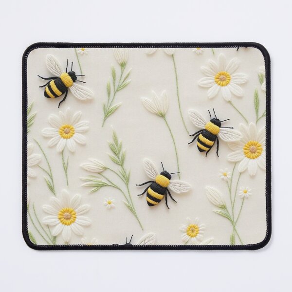 Item preview, Bee Daisy Faux Embroidery Pattern Art designed and sold by tarzbol.