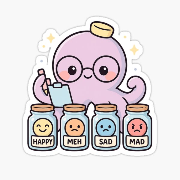 Item preview, Kawaii Feeling Sorter Octopus – Cute Emotion Organizer Sticker designed and sold by Tenpercentluck.