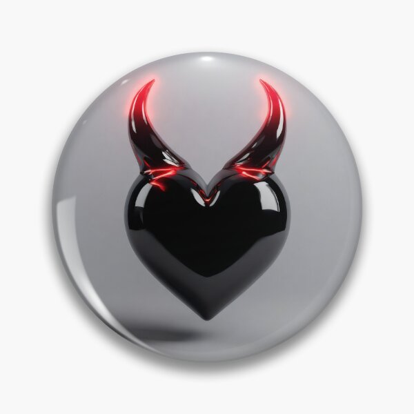 Item preview, Stylized Black Heart with Red Horns designed and sold by Primal Father.
