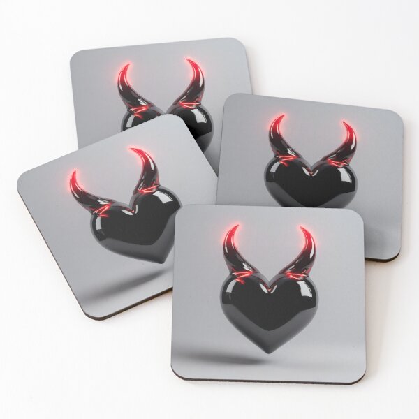 Item preview, Stylized Black Heart with Red Horns designed and sold by Primal Father.