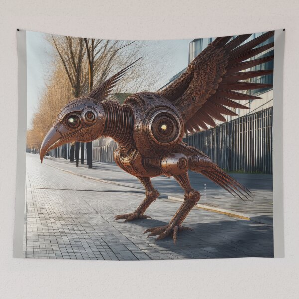 Item preview, Rust-Forged Hawk Standing Tall in a Deserted Steampunk Street - dePace' designed and sold by mrpropcake.