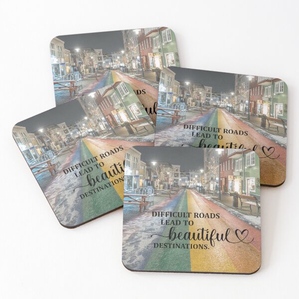 Item preview, Difficult Roads Lead to Beautiful Destinations – Pride Rainbow Street Iceland Wall Art | Colorful Travel Print designed and sold by Compass and a Camera.