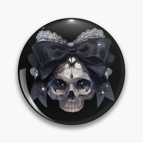 Item preview, Girly skull with black bow - dark coquette girl aesthetic  designed and sold by Fantasy Cache.