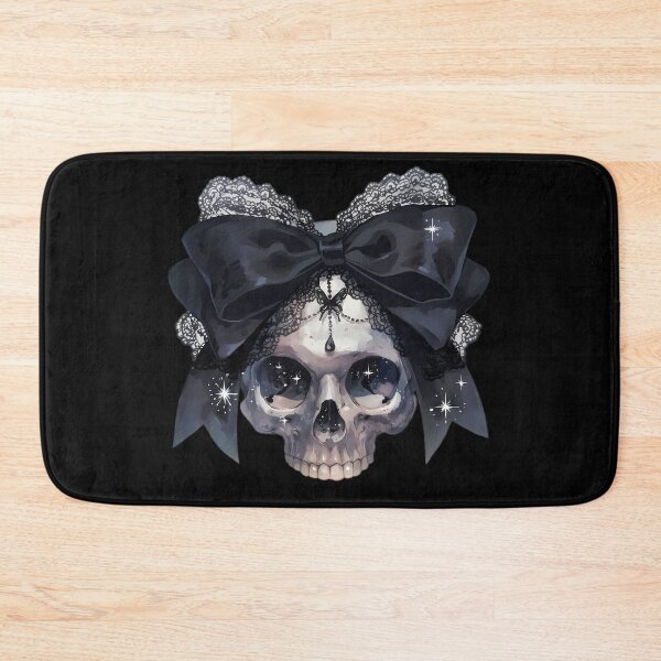 Item preview, Girly skull with black bow - dark coquette girl aesthetic  designed and sold by Fantasy Cache.
