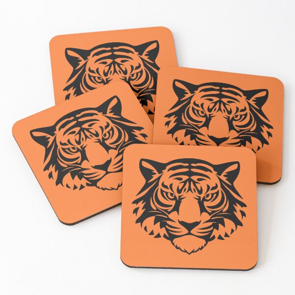 Item preview, Black and White Tiger Silhouette Stencil Art designed and sold by kakarikihill.