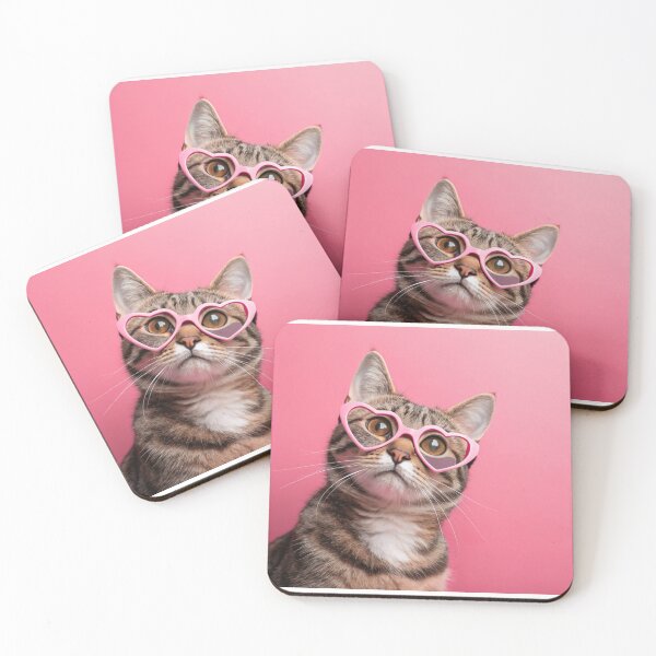 Item preview, Cat with Heart-Shaped Glasses on Pink Background  designed and sold by elkuni.
