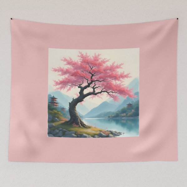 Item preview, Pink flowering asian tree designed and sold by seahorse crossing.