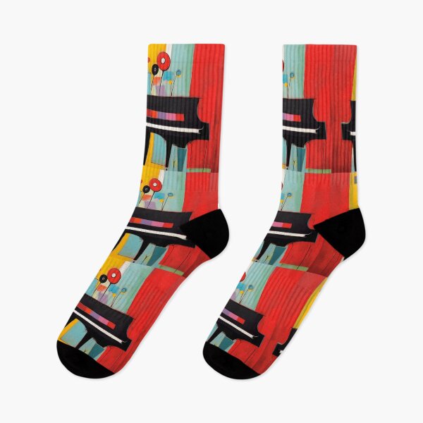 Item preview, Abstract Grand Piano with Bold Geometric Shapes and Vibrant Red Yellow and Blue Hues designed and sold by OlfactoART Studio.