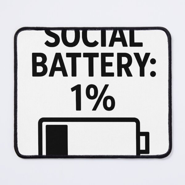 Item preview, Social Battery: 1% | Funny Introvert Energy Quote designed and sold by PixelMotive.