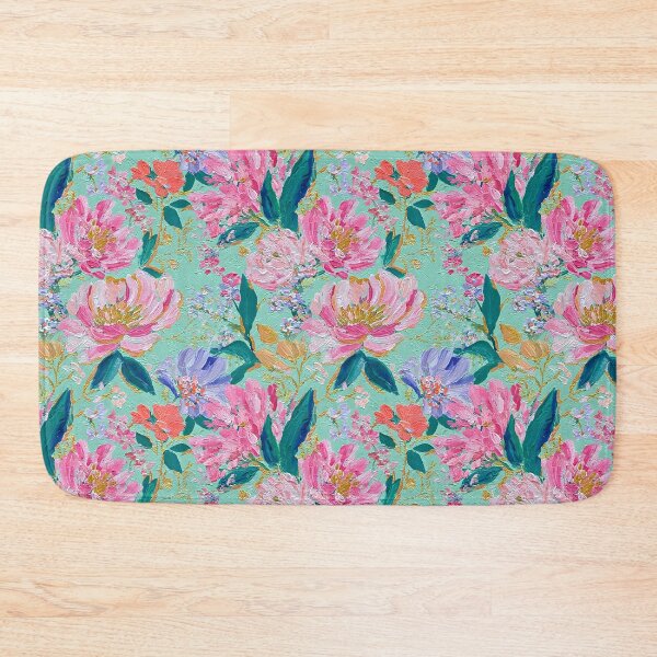 Item preview, Pintura al óleo texturizada de peonías rosas sobre fondo menta designed and sold by SophieClimaArt.