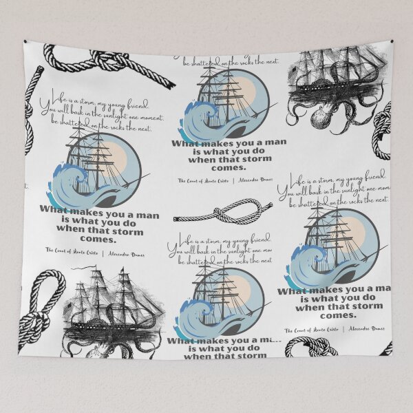 Item preview, Life is a Storm Dumas Quote Kraken Attacking Pattern designed and sold by missdebi27.