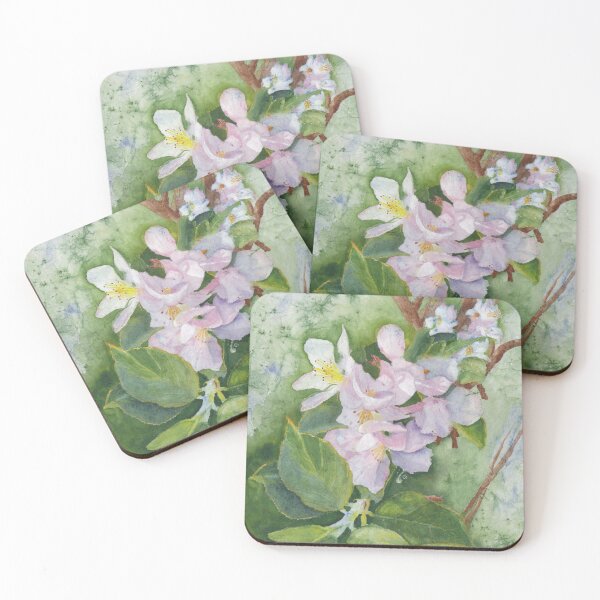 Item preview, Apple Blossoms, watercolor on Masa designed and sold by The Elderberry Blossom.