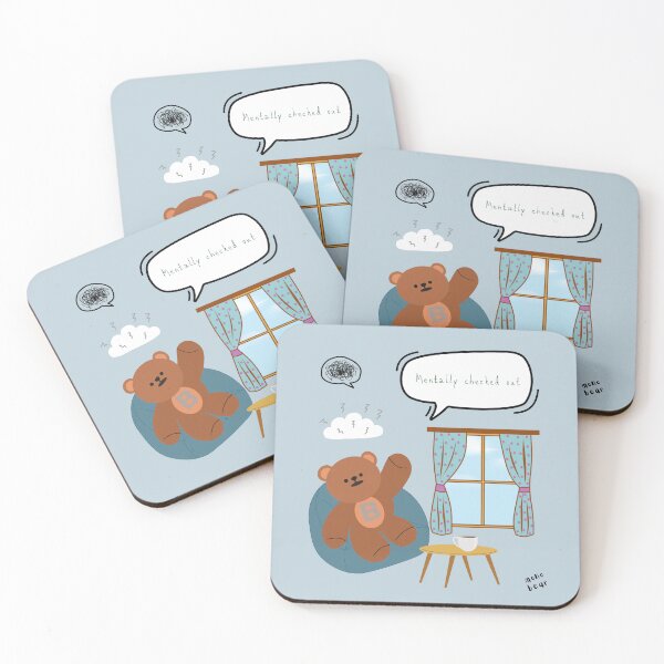 Item preview, Mentally Checked Out – Mono Bear Mood Art ( Blue Background ) designed and sold by mintmono-studio.