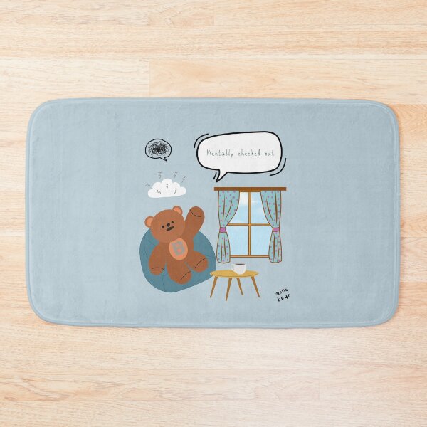 Item preview, Mentally Checked Out – Mono Bear Mood Art ( Blue Background ) designed and sold by mintmono-studio.