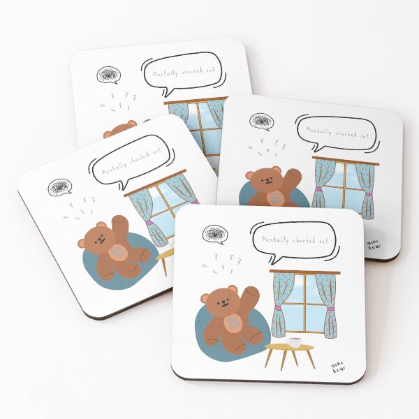 Item preview, Mentally Checked Out – Mono Bear Mood Art ( White / Transparent ) designed and sold by mintmono-studio.