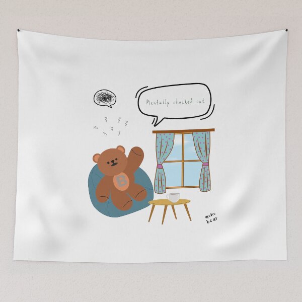 Item preview, Mentally Checked Out – Mono Bear Mood Art ( White / Transparent ) designed and sold by mintmono-studio.