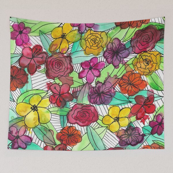 Item preview, Chaotic Flower Garden - Watercolor and Ink Florals designed and sold by GenAumonier.