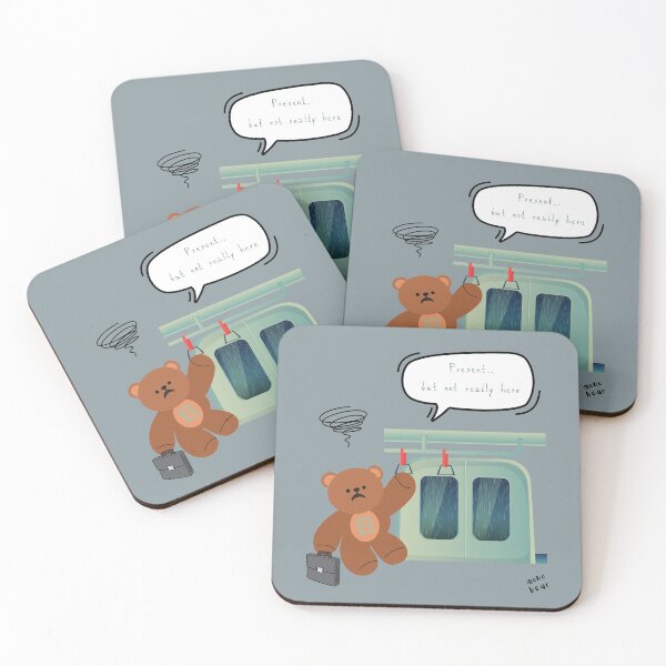 Item preview, Present, But Not Really Here – Mono Bear Subway Mood ( Gray Background ) designed and sold by mintmono-studio.