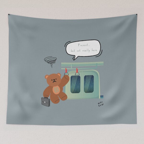 Item preview, Present, But Not Really Here – Mono Bear Subway Mood ( Gray Background ) designed and sold by mintmono-studio.