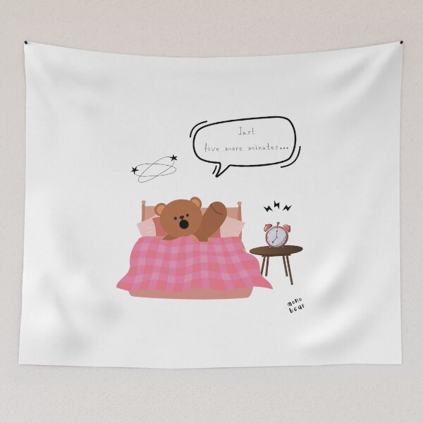 Item preview, Just Five More Minutes – Lazy Bear Morning Mood ( White / Transparent ) designed and sold by mintmono-studio.