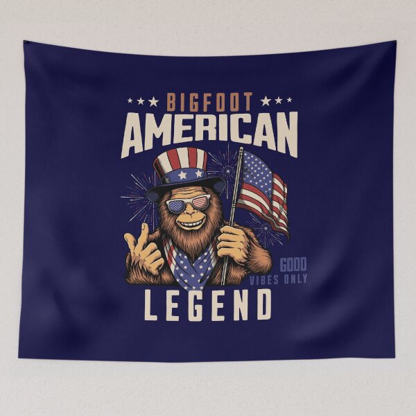 Item preview, Bigfoot American Legend, Good Vibes Only Patriotic Sasquatch designed and sold by scooterbaby.