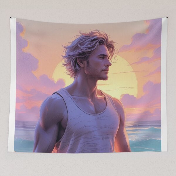 Item preview, Sunset Surfer: Pastel Waves, Golden Glow designed and sold by Dew's.