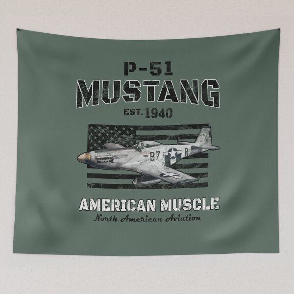Item preview, P-51 Mustang "American Muscle" WWII Bomber Airplane Vintage designed and sold by RealPilotDesign.