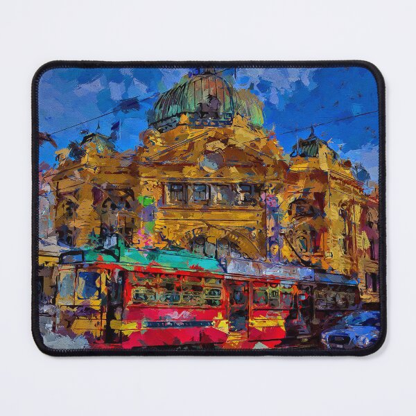 Item preview, Impressionist Painting of City Circle Tram at Flinders Street Station - Melbourne, Victoria, Australia designed and sold by Steven Jodoin.
