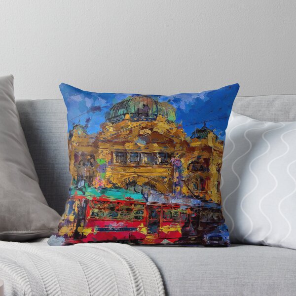 Item preview, Impressionist Painting of City Circle Tram at Flinders Street Station - Melbourne, Victoria, Australia designed and sold by Steven Jodoin.