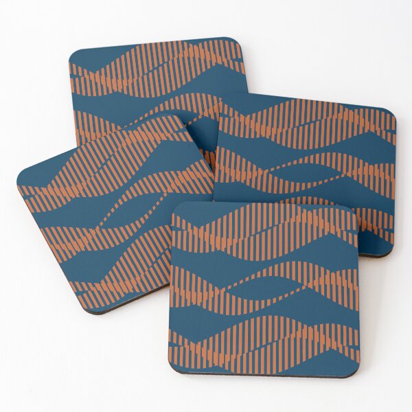 Item preview, Waves Orange on Blue Background designed and sold by FAROSSTUDIO.