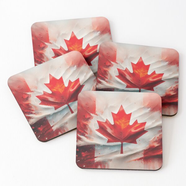 Item preview, CANADAIAN patriot flag artwork painting, Canada flag thick textured oil painting, red and white, maple leaf  designed and sold by navitalidesign.