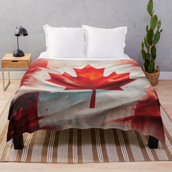 Item preview, CANADAIAN patriot flag artwork painting, Canada flag thick textured oil painting, red and white, maple leaf designed and sold by navitalidesign.