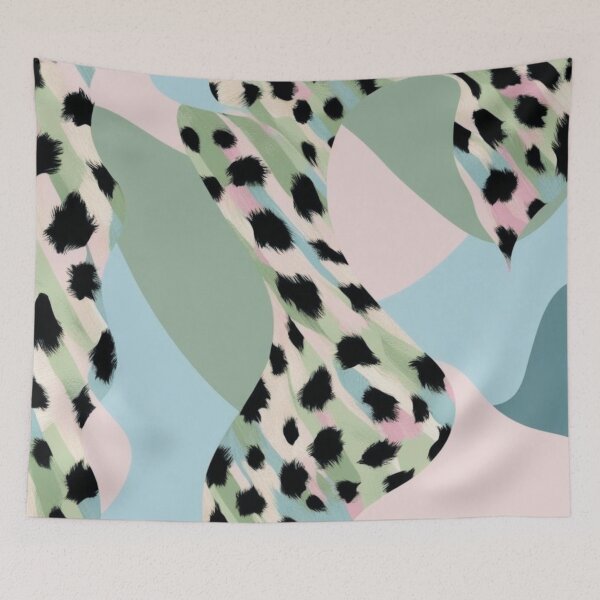 Item preview, Exotic Pastel Pink Green Leopard Cheetah Animal Print designed and sold by Hanging On By A Staple.