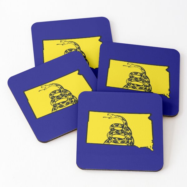 Item preview, SOUTH DAKOTAN - Libertarian - Don't Tread On Me Gadsden Snake on  SOUTH DAKOTA  Map on Blue default background, #020279 designed and sold by pelagio.