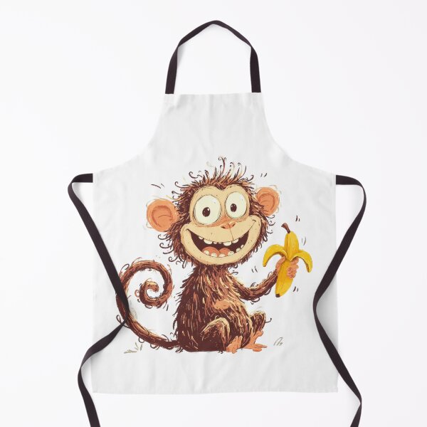 Item preview, Playful cartoon monkey with banana and curly tail designed and sold by DadGenX.