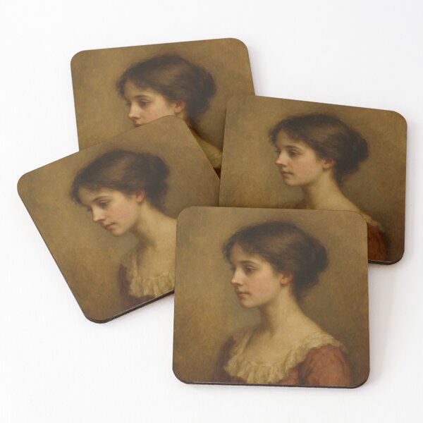 Item preview, Victorian Girl in Red Dress. Portrait Oil Painting. Art By Carraann designed and sold by CARRAANN.