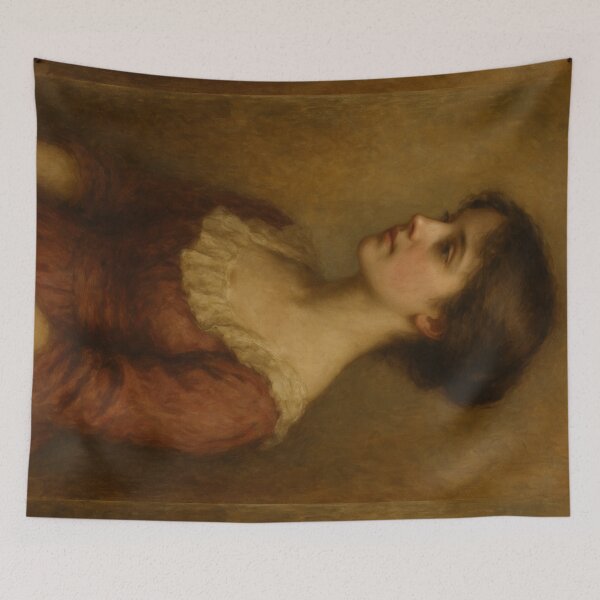 Item preview, Victorian Girl in Red Dress. Portrait Oil Painting. Art By Carraann designed and sold by CARRAANN.