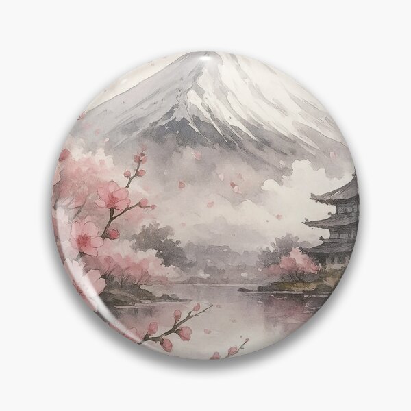 Item preview, Mount Fuji and Japanese Pagoda in Cherry Blossom Spring designed and sold by PaintbrushPlace.